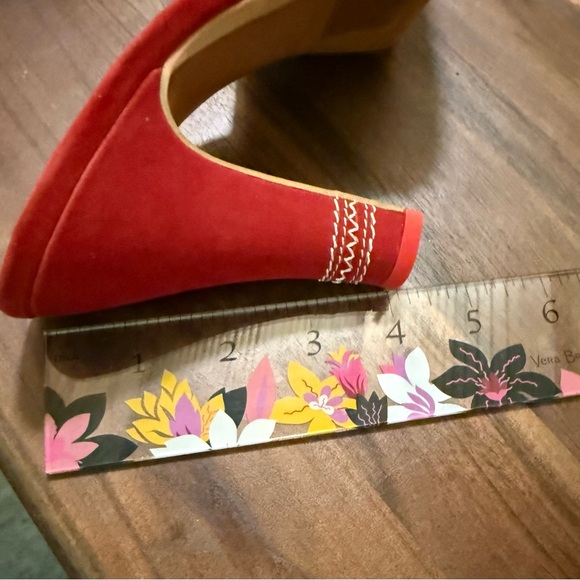 Miss L Fire Lola Red Suede Platform Heels with Bow - Picture 12 of 12